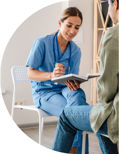 A doctor talking with a specialty pharmacy patient